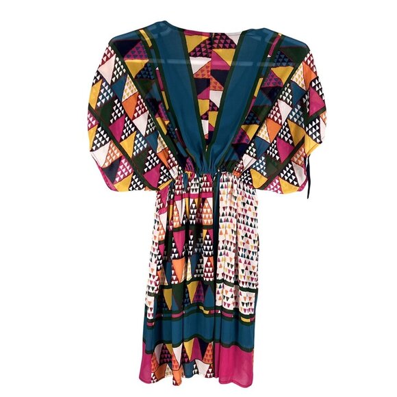 Maeve Anthropologie Womens Fit 4-6 Geometric Print Kimono Wrap Dress Artsy Fairy - Picture 9 of 14